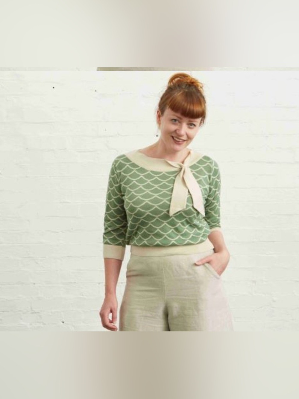 Palava AMELIE TOP - GREEN STRIPE KNITTED